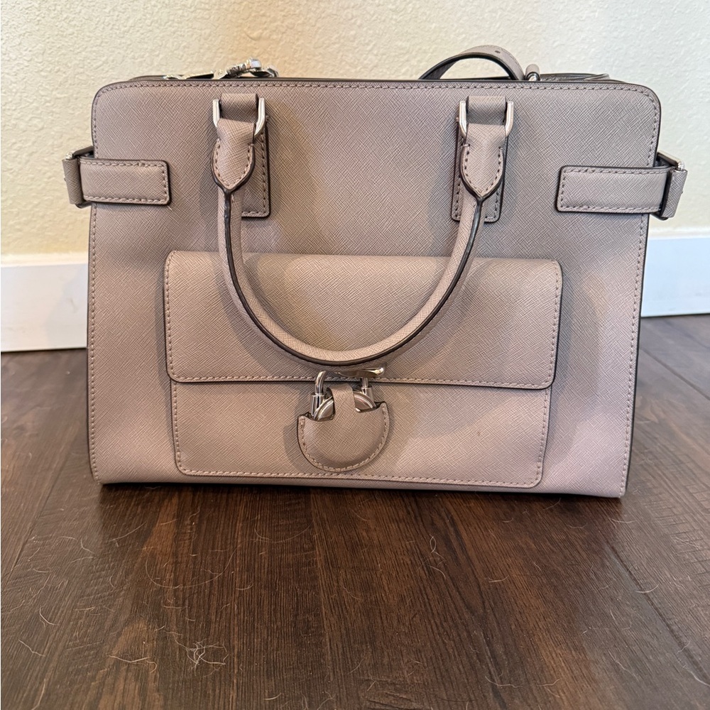 Michael Kors Gray Emma Saffiano Satchel Bag Gray